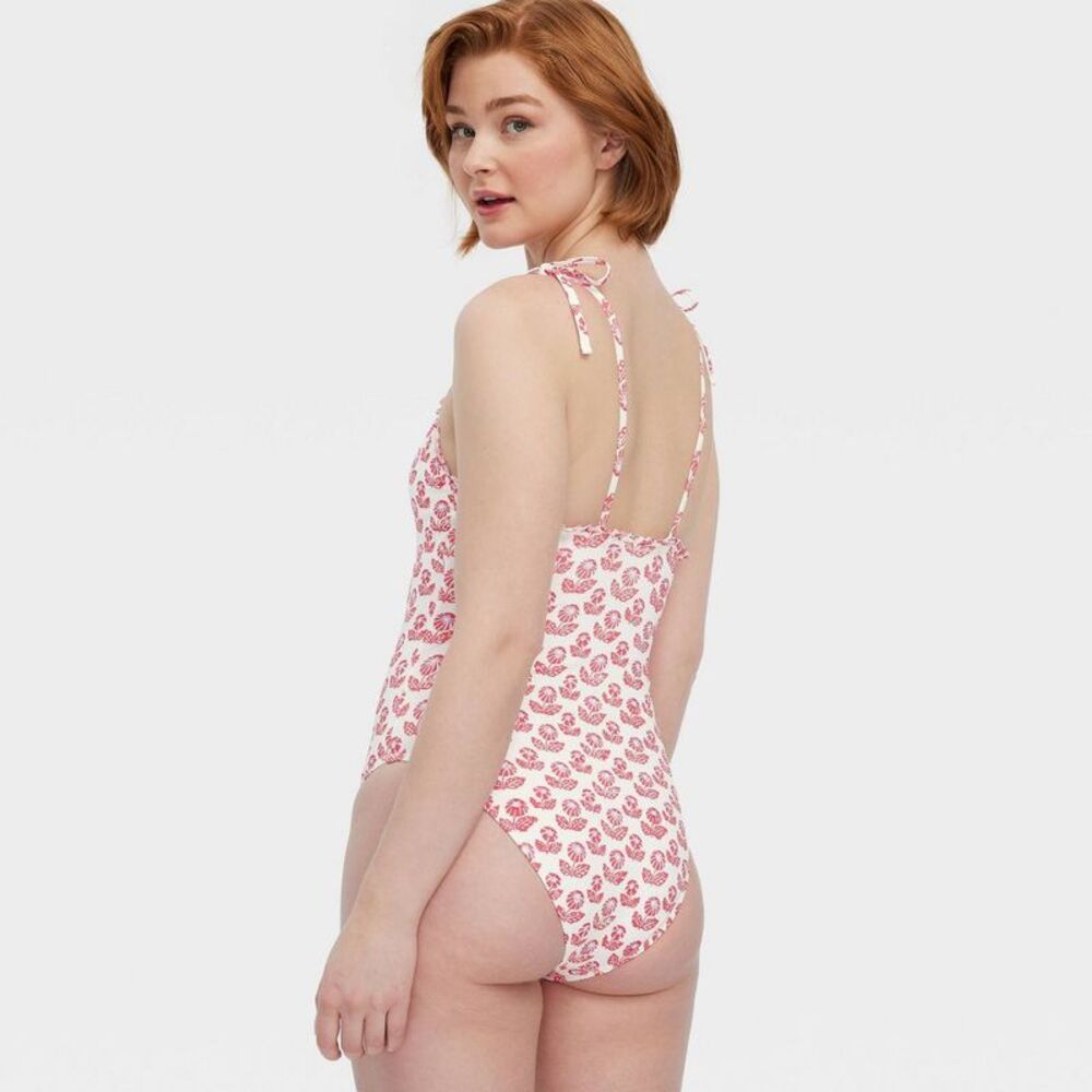 Open Box - Roller Rabbit - Women's Floral Tie-Shoulder One Piece S Red - Picture 2 of 4